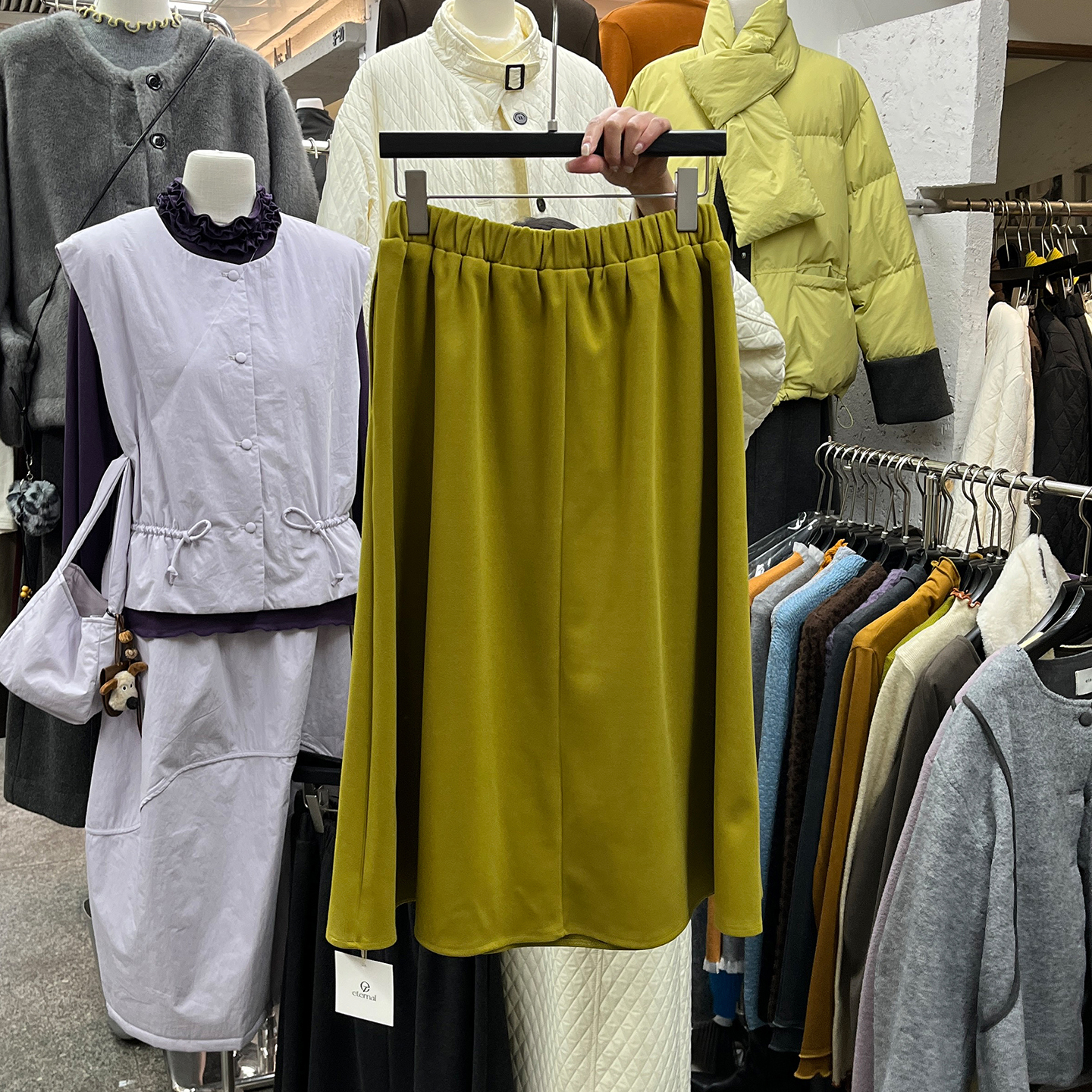 文艺风垂感半身裙气质松紧腰半裙