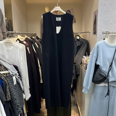 无袖毛呢连衣裙中长款马甲背心裙