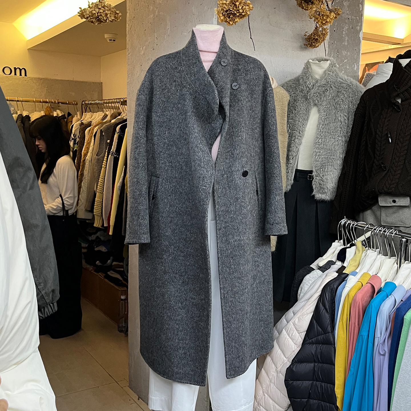 长款双面羊绒毛呢大衣外套