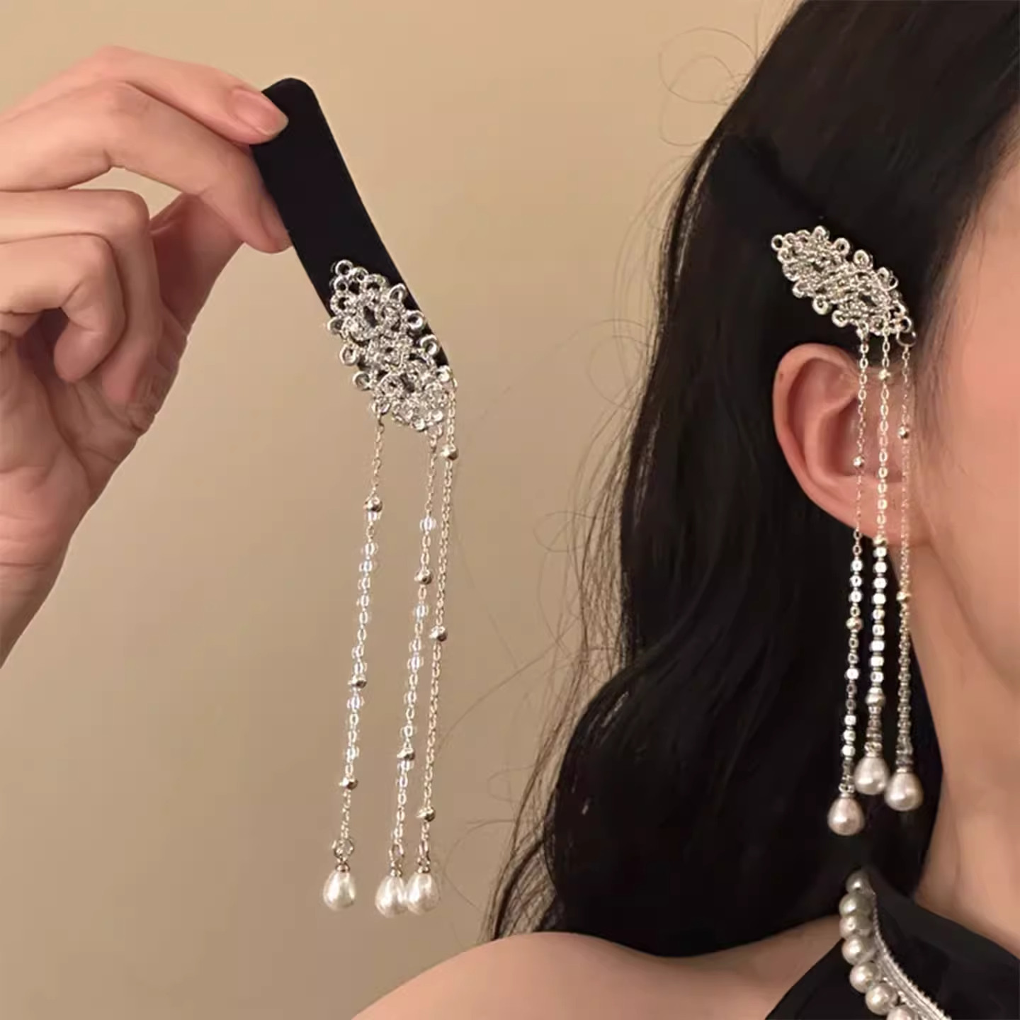 新中式流苏珍珠发夹女2026年新款刘海夹碎发夹子头饰网红旗袍发饰