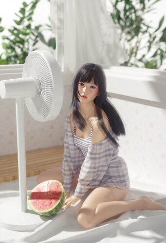 【160-西瓜少女】C4D工程OC渲染3D模型素材场景灯光贴图材质工程