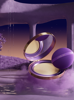 【510超现实紫色粉底盒海报】C4D工程OC材质渲染3D模型素材源文件