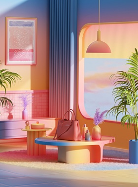 【64-渐变包包】C4D工程OC渲染3D模型素材设计场景灯光贴图材质