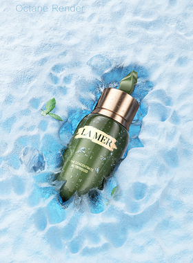 654-雪地美妆海蓝之谜场景海报C4D模型源文件OC渲染室内三维素材