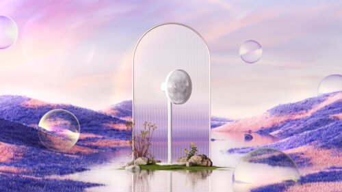 【250风扇梦幻场景】C4D工程OC渲染3D模型素材场景灯光电商源文件
