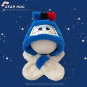 儿童帽子围巾一体冬季 加绒加厚保暖护耳帽超级飞侠男女童宝宝帽