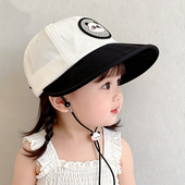 儿童帽子夏季 遮阳防紫外线大檐太阳帽卡通鸭舌男女童宝宝帽防晒