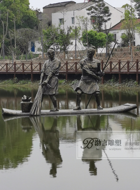 玻璃钢渔民文化海边摆件人物雕塑