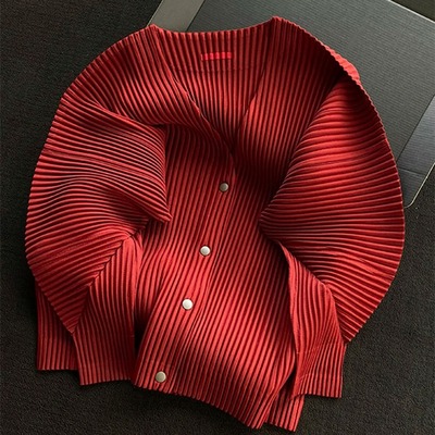 三宅褶皱上衣一生宽松小众开衫