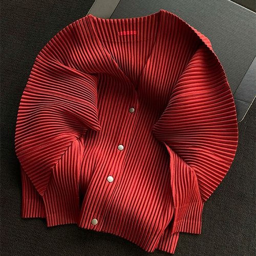 三宅褶皱上衣一生宽松小众开衫