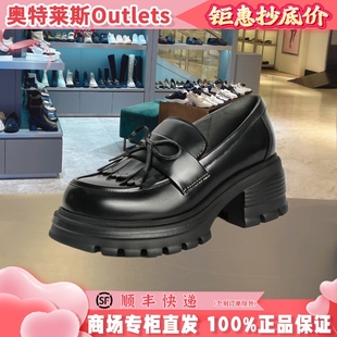 新款 百麗高跟厚底JK樂(lè)福鞋 2024秋季 蝴蝶結(jié)一腳蹬單鞋 女鞋 B2231CA4