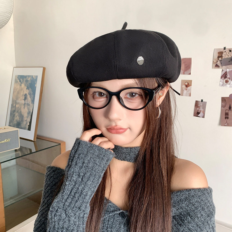 韩版复古贝雷帽子女款秋冬季保暖帽子