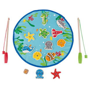 磁性2 Hape缤纷垂钓乐儿童钓鱼竿益智玩具池套装 6岁宝宝女孩铁盒