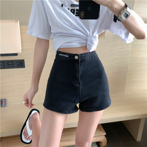 Real shot real price ~ retro hot girl jeans women's high waist elastic hip lifting A-line shorts, tight outer wear hot pants