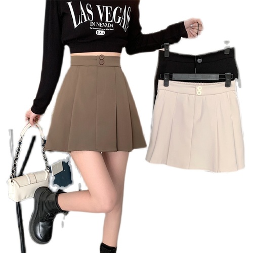 Real shooting and real price new spring pleated skirt for women with high waist and thin words, versatile covering skirt