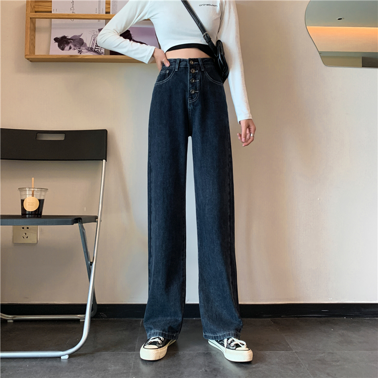 Real shot real price ~ high waist jeans women's wide leg pants look thin and versatile