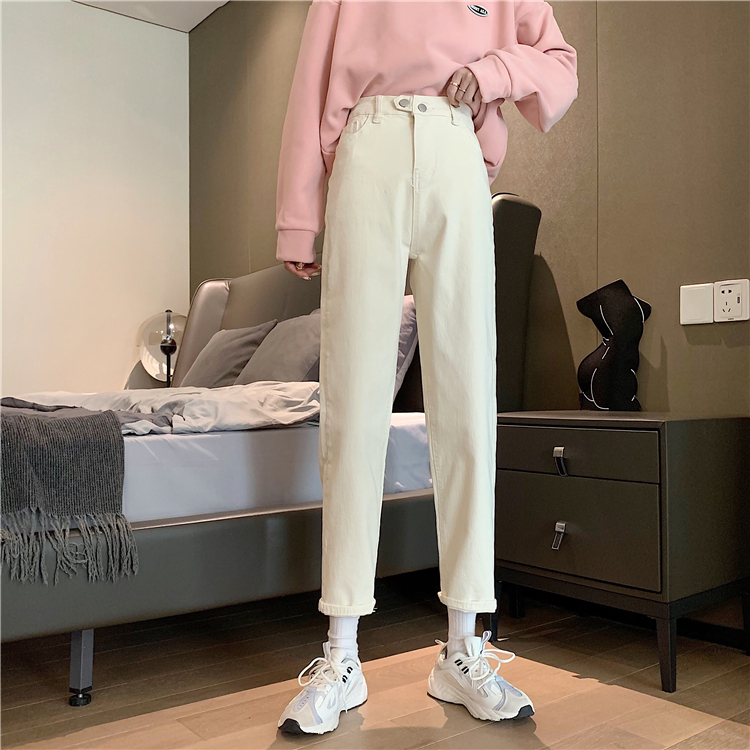 實拍實價~秋冬韓版加絨加厚高腰顯瘦百搭直筒牛仔褲女