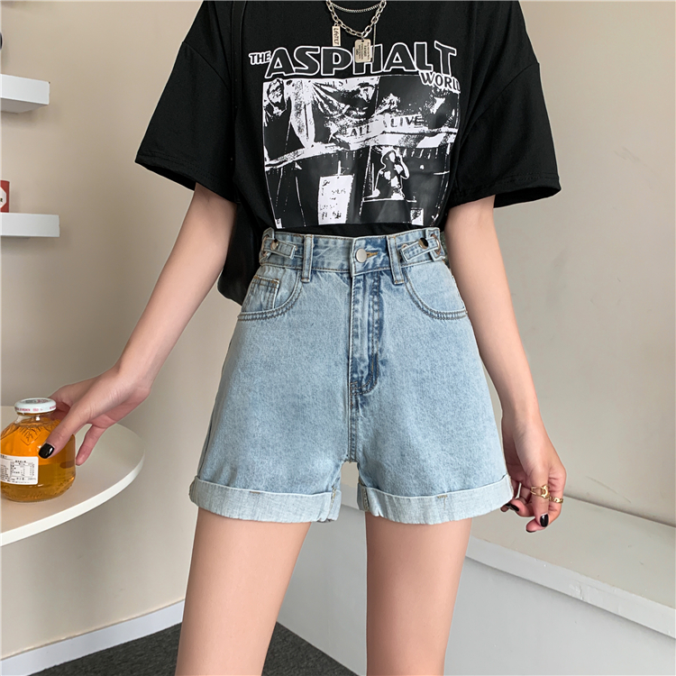 High waist denim shorts for women