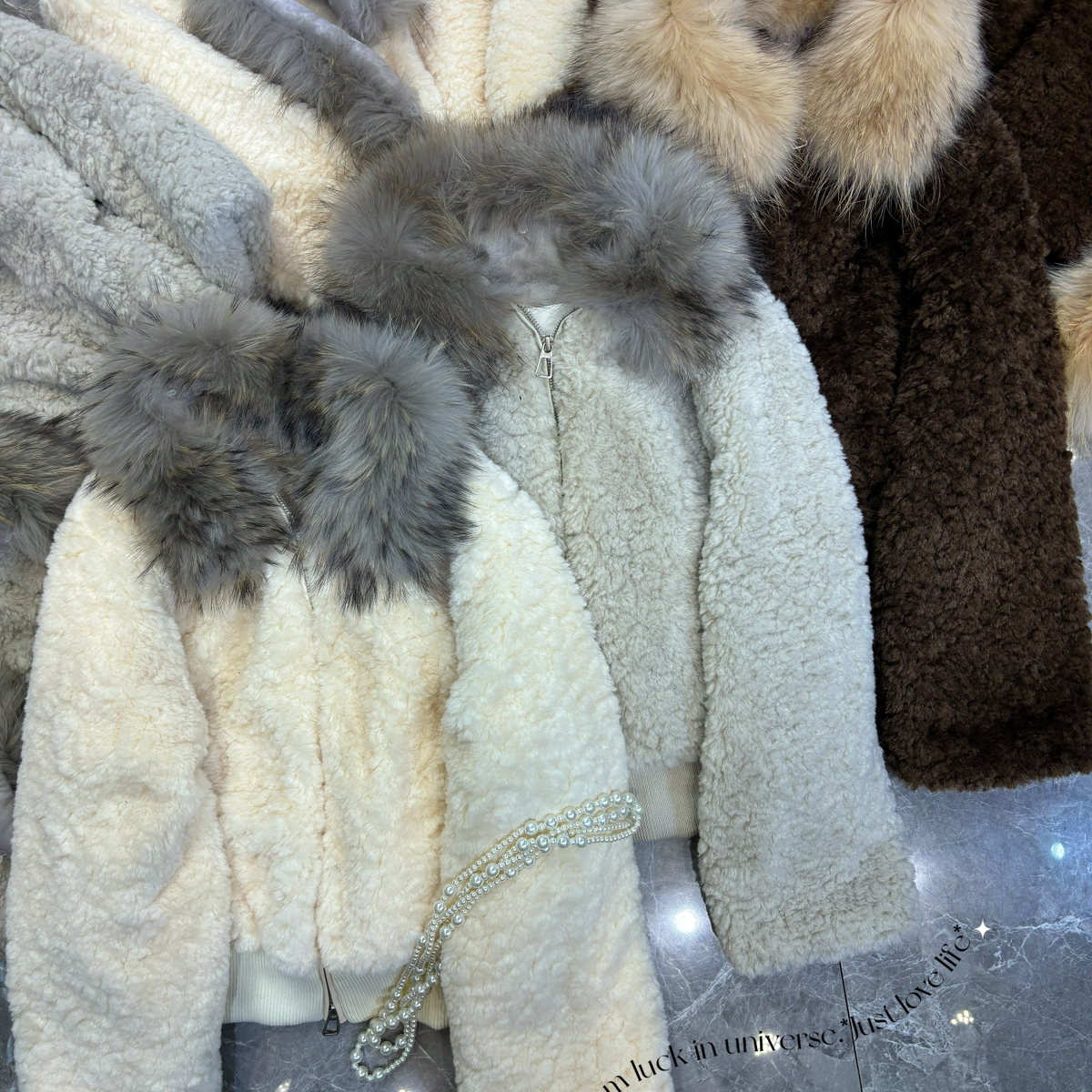 阅悦绝美气质拉链保暖羽绒服外套(配可拆真狐狸毛领)YS1-xx7768