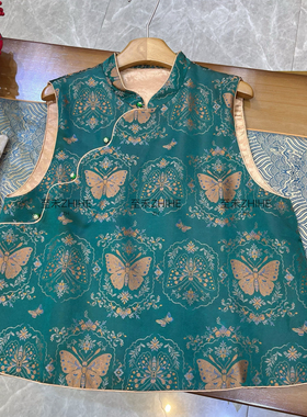 阅悦-早春极简大牌老钱新中式桑蚕丝斜襟小立领马甲YS3-t205