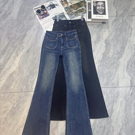 阅悦高级感优雅气质显瘦微喇加绒牛仔裤xx7773