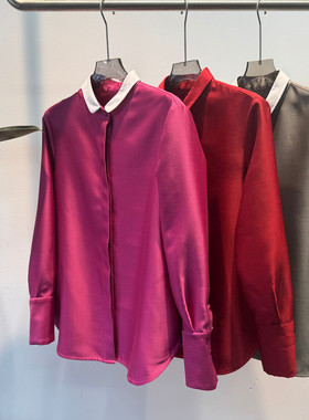 阅悦26年早春羊毛撞色显瘦简约百搭衬衫（含18羊毛）YS101-G31