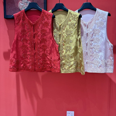 阅悦26年早春新中式优雅气质国风钉珠刺绣马甲YS2-xx7797