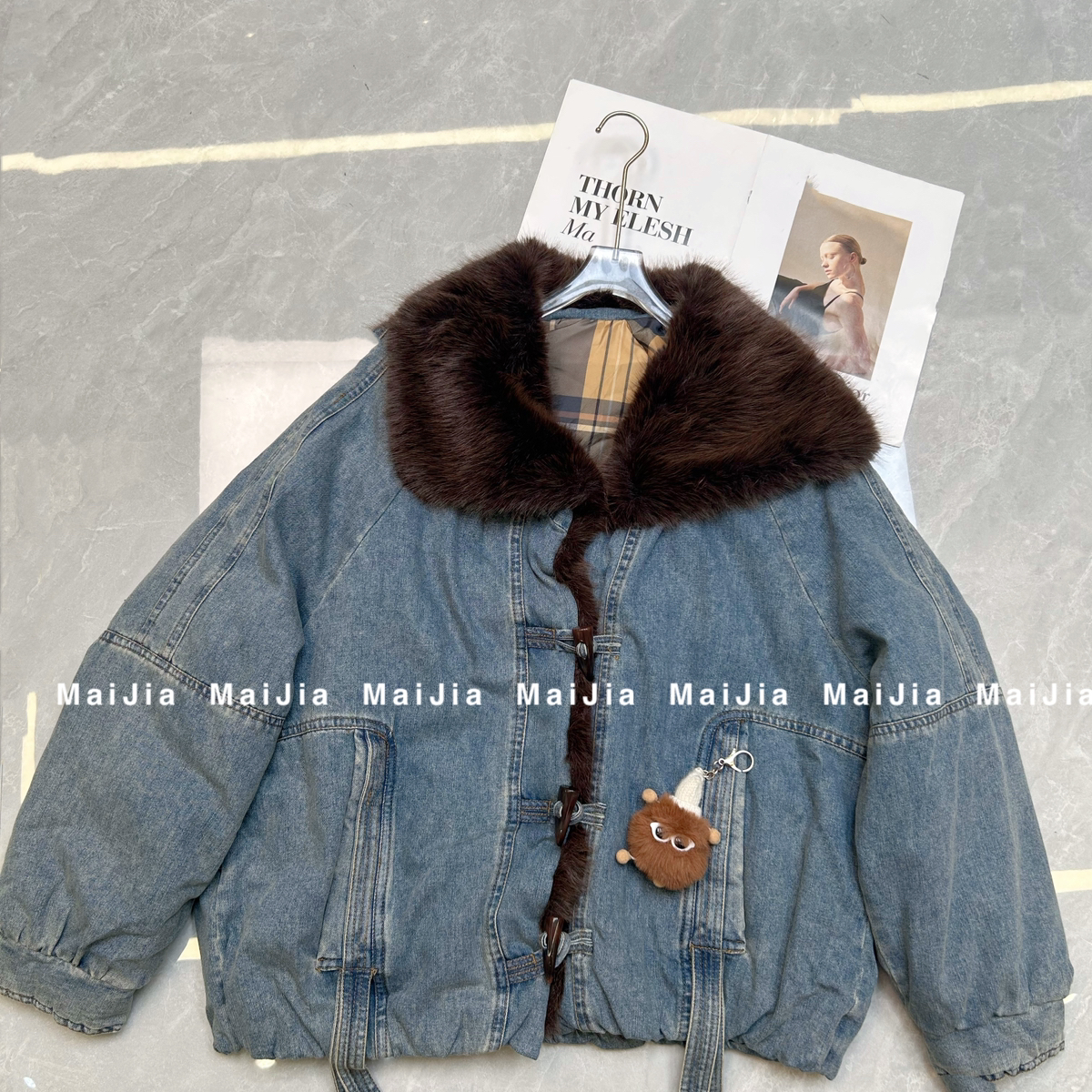 阅悦克服两面穿显瘦中长款保暖羽绒服外套(不含装饰)140