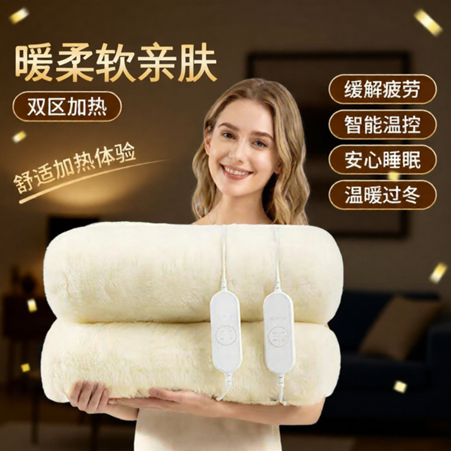 2025款双控4分区澳洲羊毛电热毯