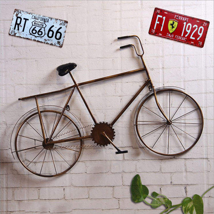 厂家直销铁艺复古自行车壁挂壁饰大单车咖啡厅奶茶店壁挂装饰热销