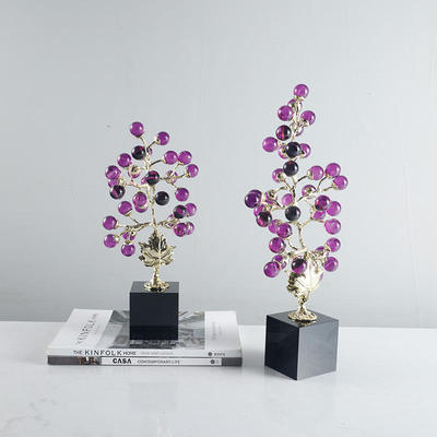 工艺品轻奢样板房紫色水晶发财树摆件家居装饰品客厅高档现代摆设