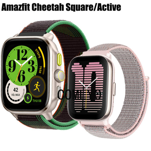 适用Amazfit Active Cheetah Square表带尼龙织物透气男女款