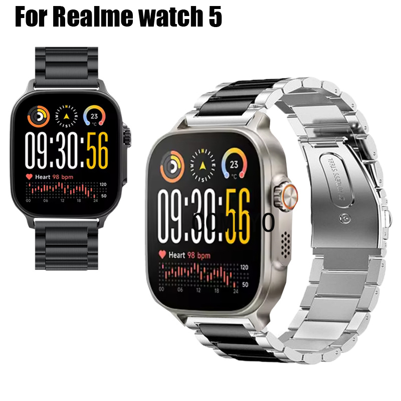 COMLYO适用真我Realme watch 5手表带男款金属米兰五珠商务保护膜