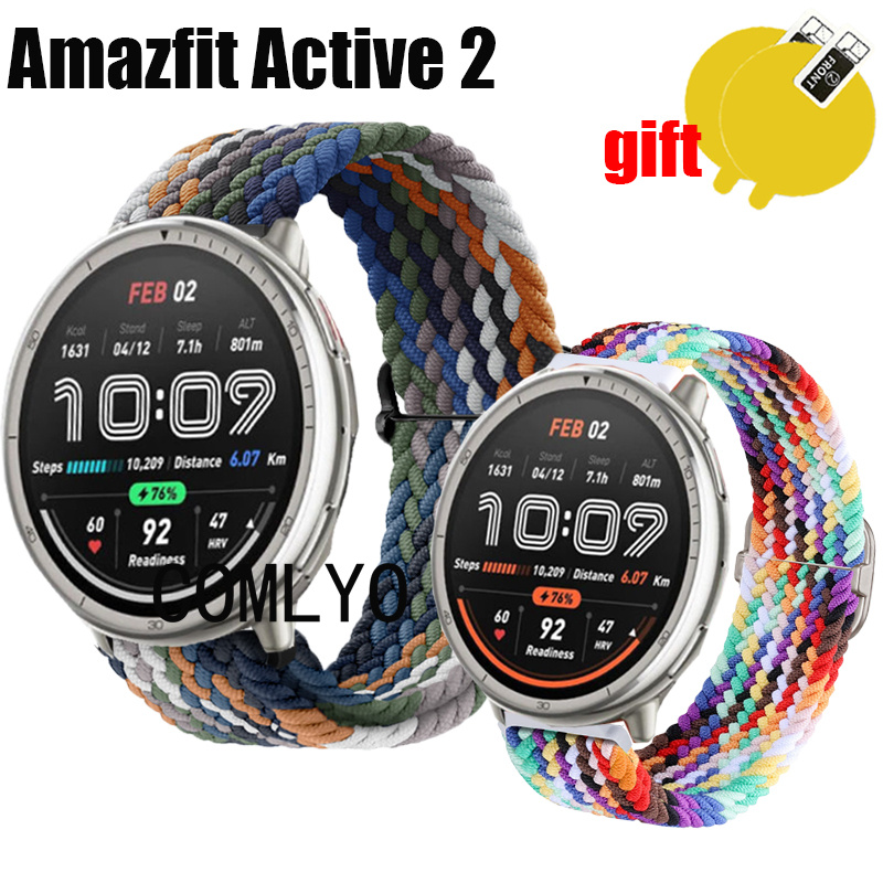 适用Amazfit Active 2智能手表带尼龙织物透气排汗腕带送保护膜