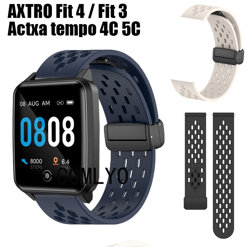 适用AXTRO Fit 4 3 Actxa Tempo 5C 4C表带硅胶折叠磁吸扣透气