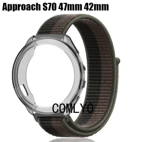 适用佳明Approach S70表带+保护壳半包软壳尼龙织物柔软排汗腕带
