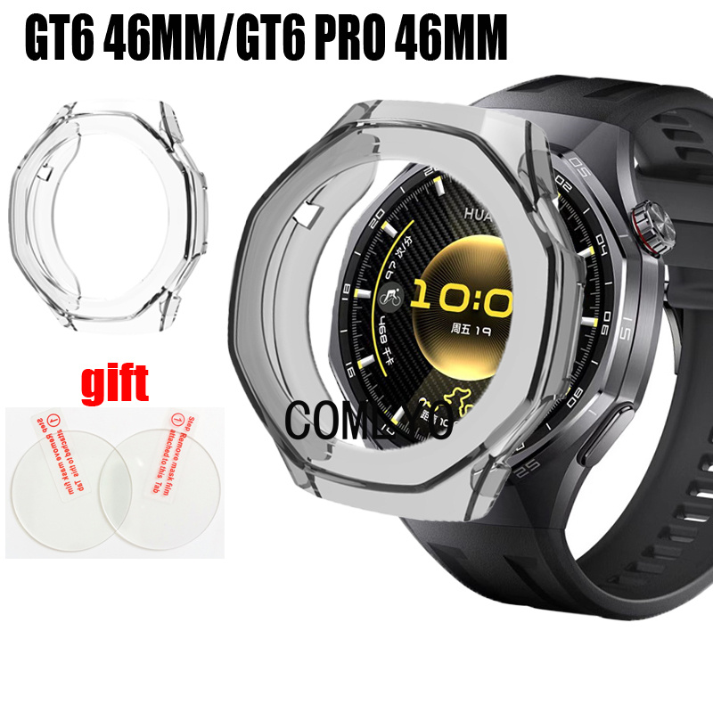 COMLYO适用华为手表GT6 Pro 46mm 41手表保护壳半包透明壳钢化膜