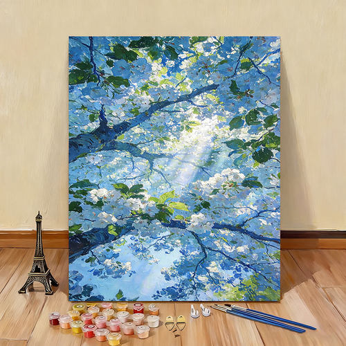 花满枝diy数字油画手工填色植物花卉丙烯画治愈解压客厅装饰挂画