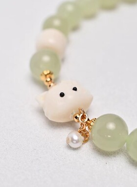 蓝际珠宝和田玉猛犸象牙手串设计款