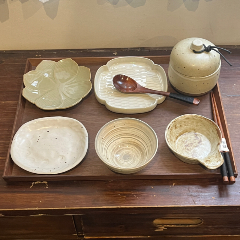 漫生活老板娘 青荷逢秋 一人食套装餐盘盘子碗碟套装餐具定食托盘