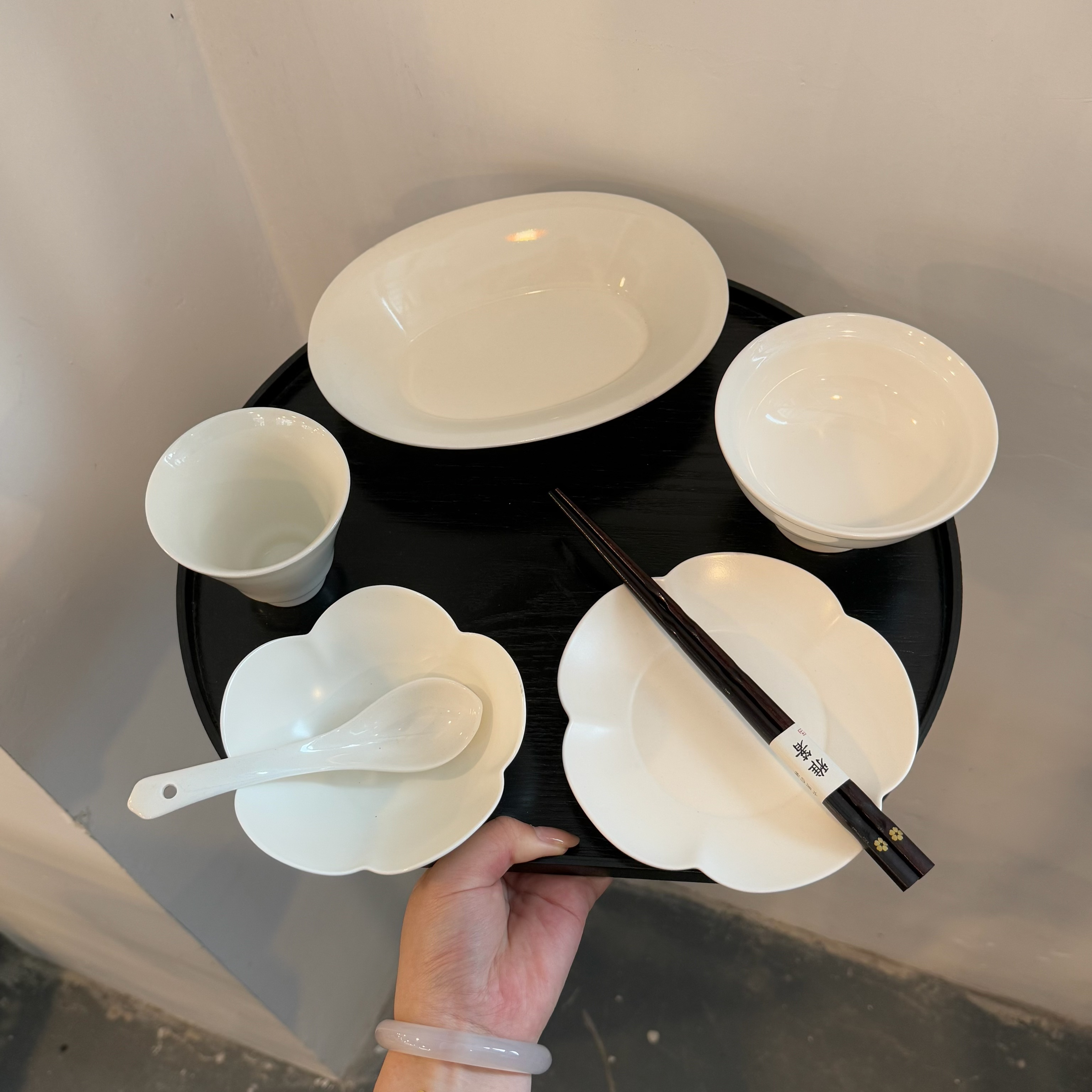 漫生活老板娘 雅白食光 餐具月子一人食套装碗盘杯碟优雅女士家用