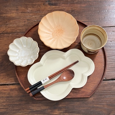 漫生活老板娘花漾木语一人食餐具搭配碗碟套装减脂简餐分餐月子餐