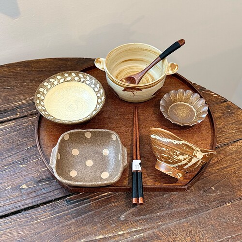漫生活老板娘 秋野穗禾 复古粗陶田园风餐具套装一人食碗盘碗碟