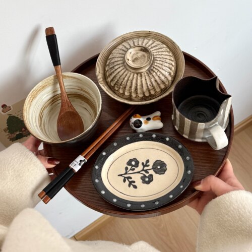 漫生活老板娘 朴器共食 复古风餐具套装一人食碗盘杯碟治愈温馨