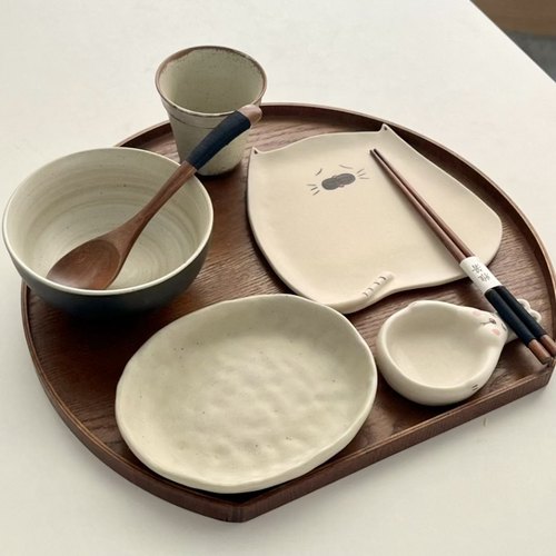 漫生活老板娘 发呆小猫 一人食餐具童趣碗碟套装可爱早餐儿童卡通