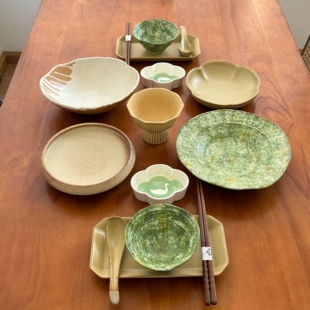 森系餐具套装 二人食景德镇陶瓷餐具家用 陶绿食光 漫生活老板娘