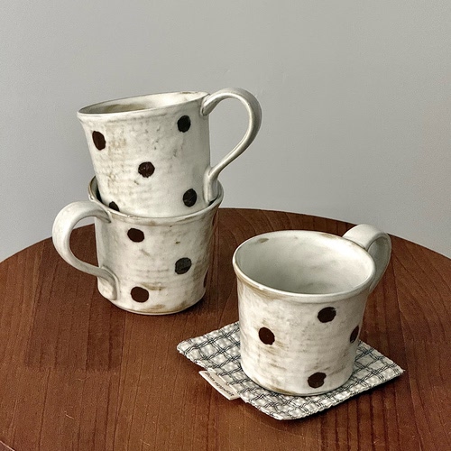 漫生活老板娘景德镇做旧复古风波点图案马克杯咖啡杯牛奶杯家用