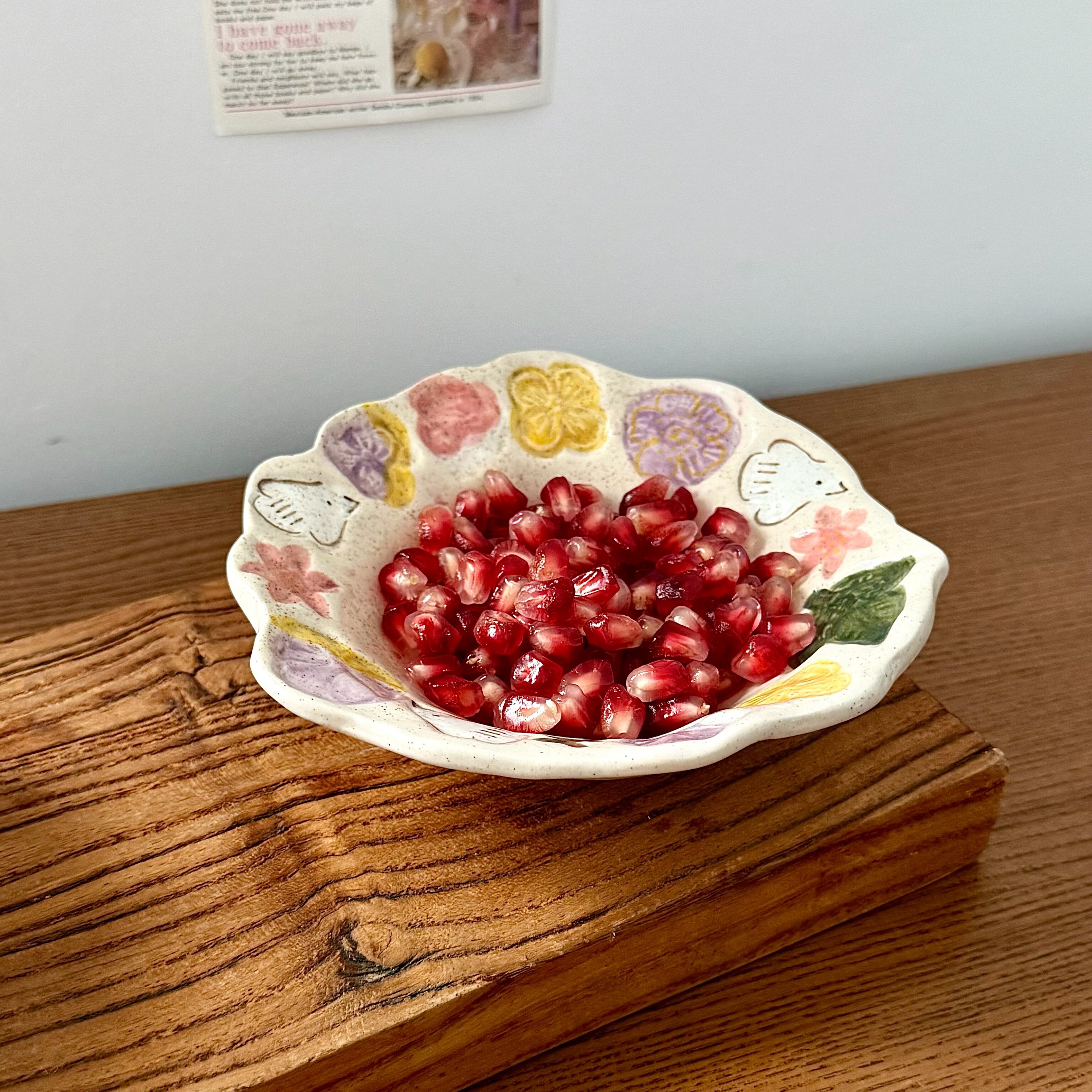 漫生活老板娘小清新ins风粗陶花鸟盘点心水果盘温柔风复古手作