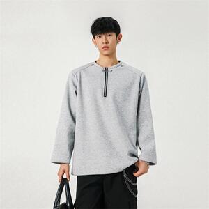 高品质美式高街小众半拉链小垫肩铆钉长袖T恤卫衣男WY058P55控78图片