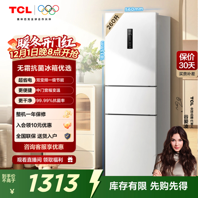 TCL260升V5一级变频节能冰箱